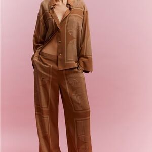 Geometric Patterned Brown top & trouser